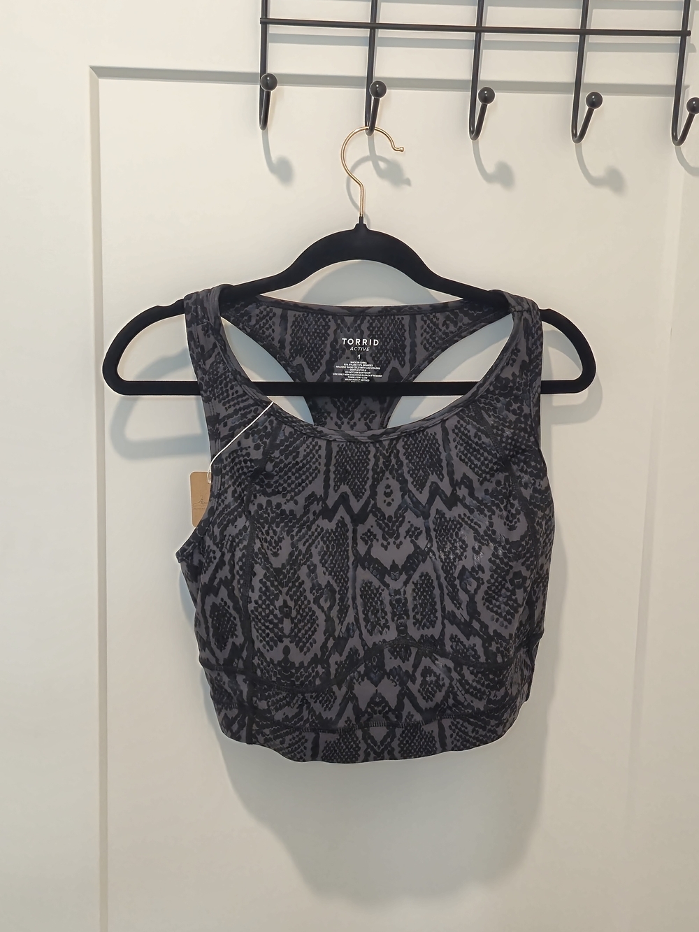 torrid Black Charcoal Snake-Print Sports Crop Bra